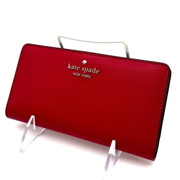 Kate Spade Large Madison Slim Bifold Wallet Red (NWT) - Picture 1 of 8